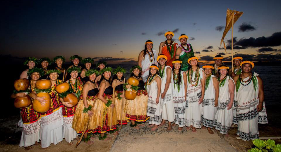a Group of Hawaiian practioners learning hula and the shaman arts of Hawaii
